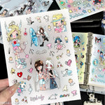 sticker kawaii autocollants mignons dessins animés personnages animaux coeurs floraux pvc multicolores scrapbooking téléphone