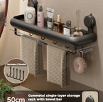 étagère murale salle bain ventouse poignées succion alliage aluminium laqué noir mat moderne organisation