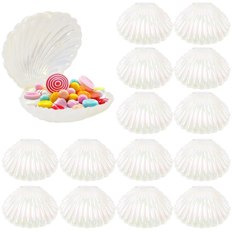 boîtes dragées forme coquillage violet vert rose blanc rayures horizontales moderne festives anniversaire dragées