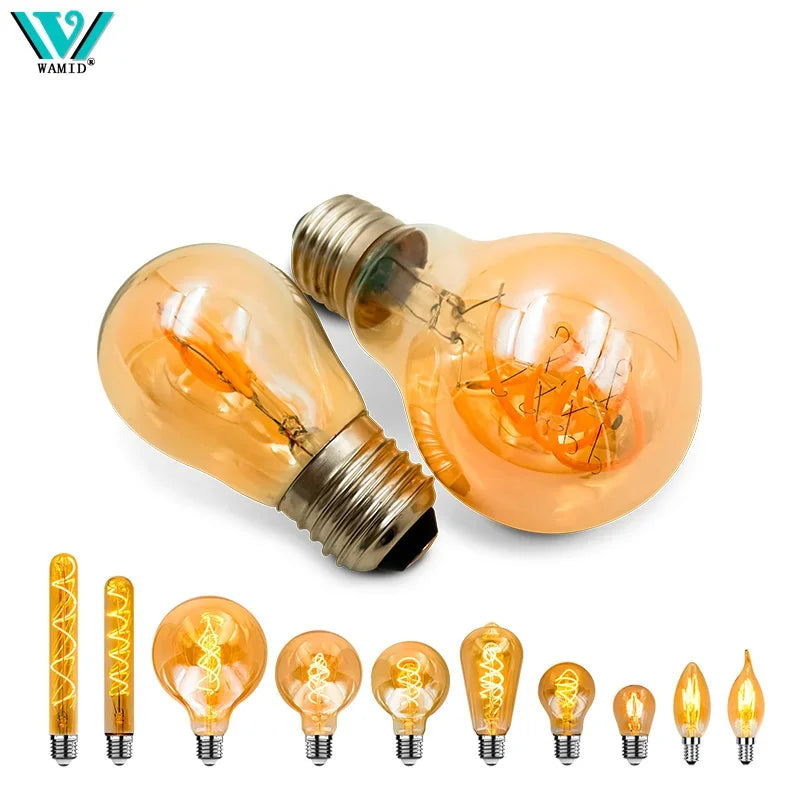 ampoule led filament spiralée vintage or e14 4w 220v g125 g95 t225 a60