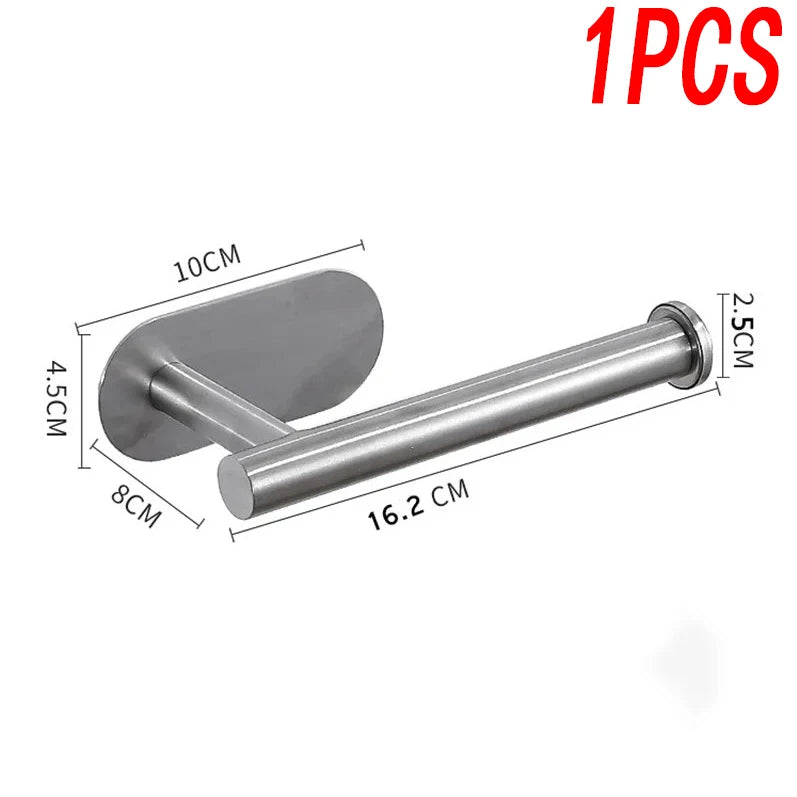 porte serviettes auto adhésif moderne argenté support papier toilette mur sans poinçon rouleau