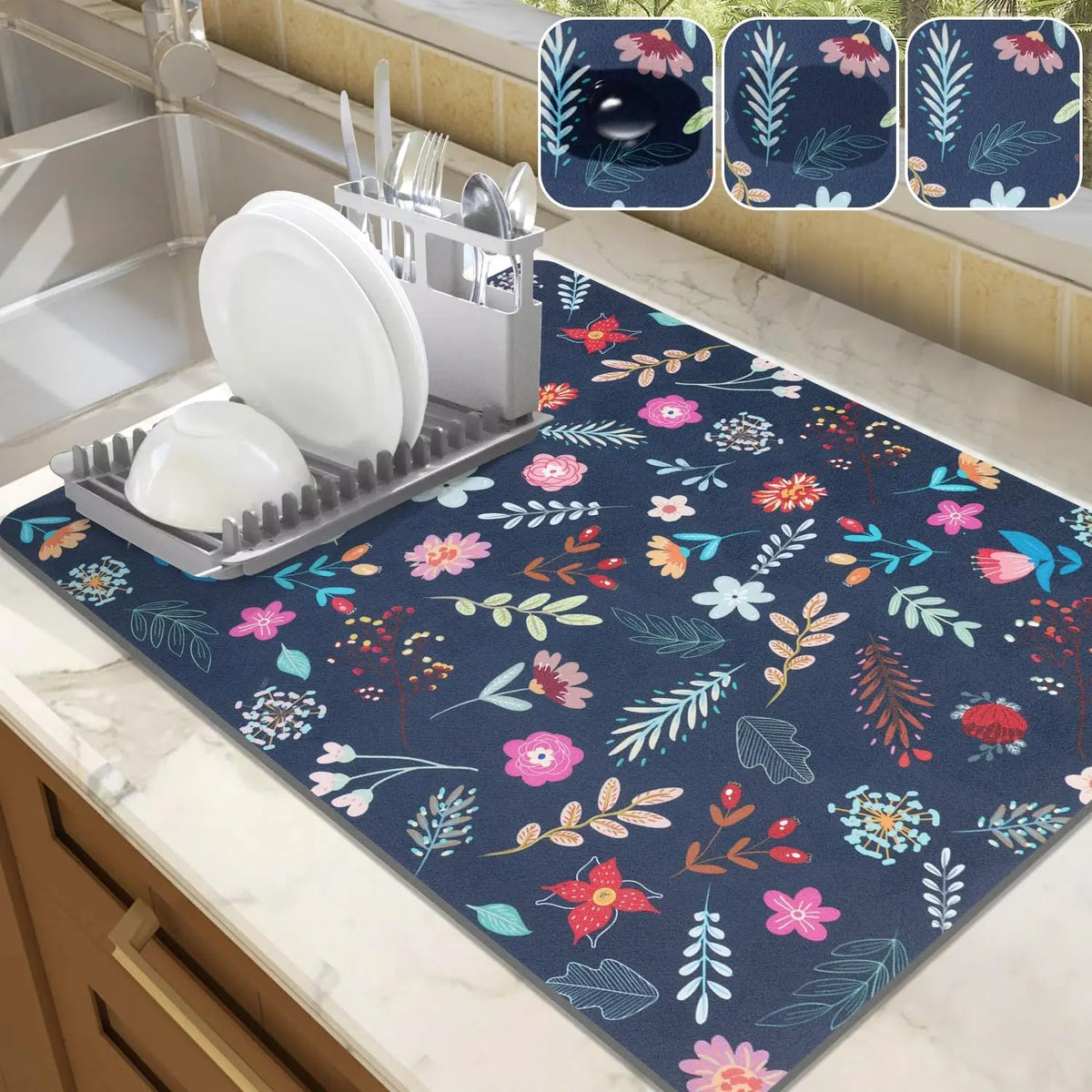 tapis cuisine gris moderne rapide séchage anti glisse absorbant facile nettoyer