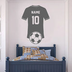 sticker mural sportif maillot football ballon nom numéro noir bleu vert gris adhésif chambre