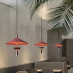 suspension lumineuse moderne conique rouge blanc doré cristal salon salle manger