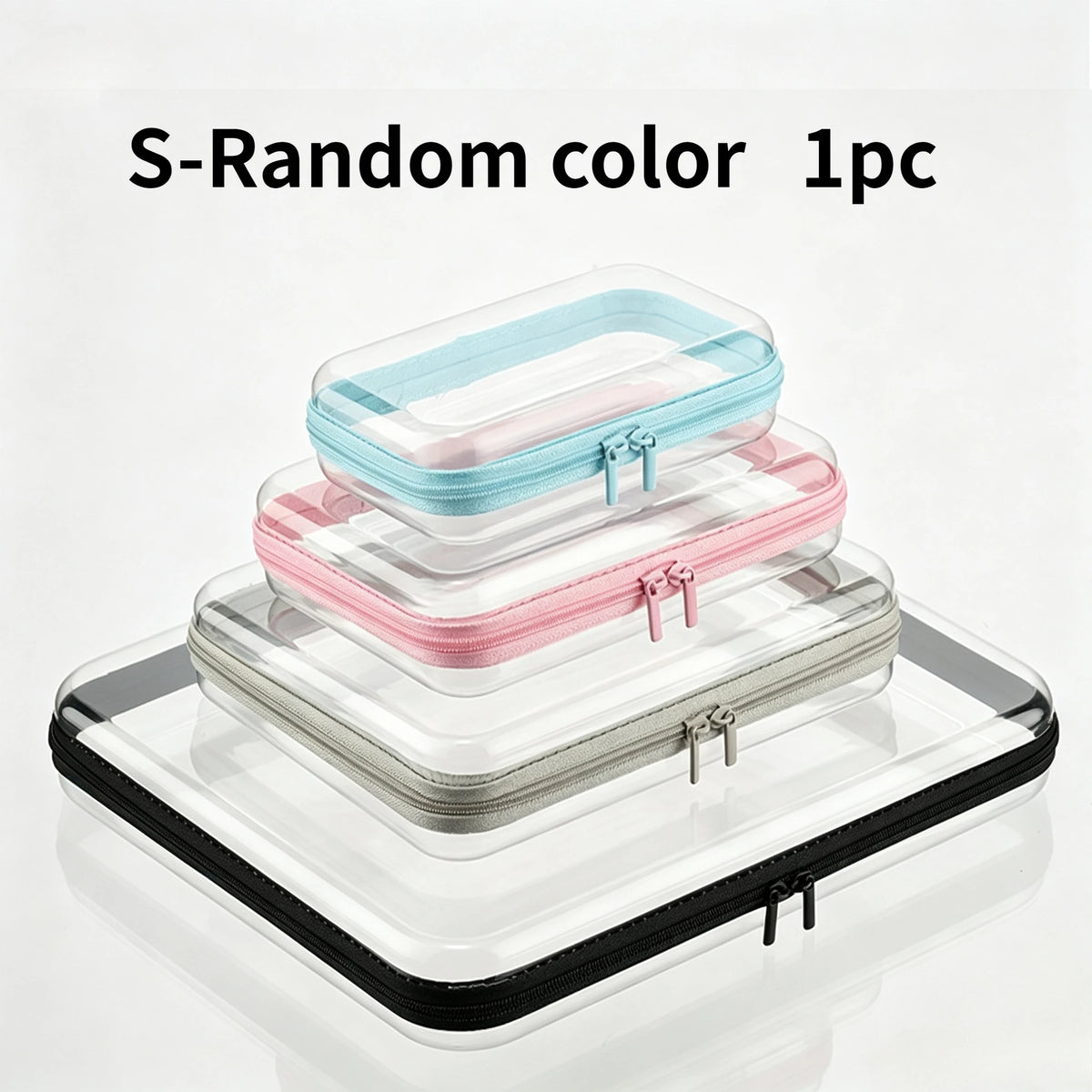 boîtes rangement transparentes réutilisables fermeture glissière couleurs rose violet bleu clair moderne pratique diverse