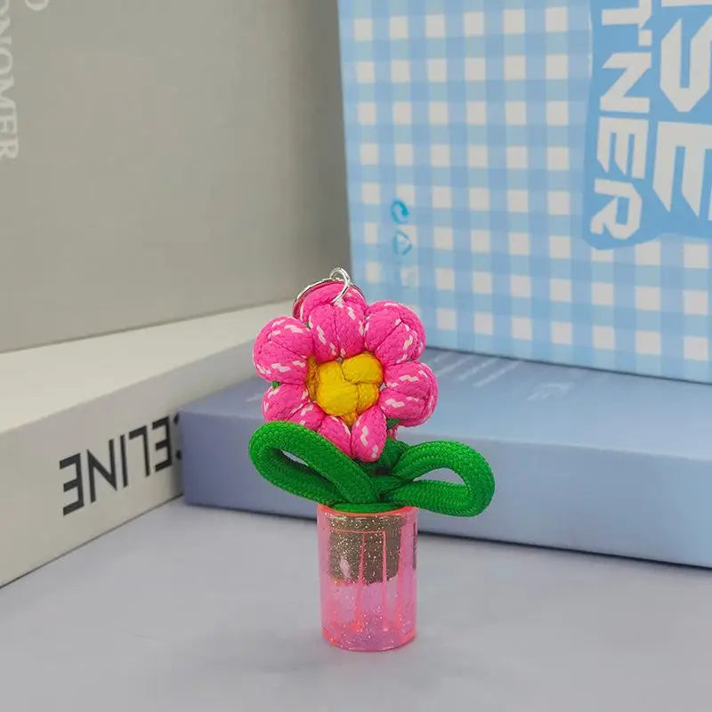 porte clés fleur tridimensionnelle couleurs vives boucle métallique créatif artisanal transparent opaque