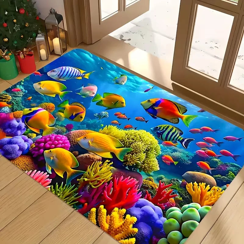 tapis sol antidérapant motifs animaux moderne bleu vert jaune rouge 30x50cm 40x60cm 50x80cm