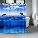 rideau douche dauphins sous marin polyester moderne 12 crochets poisson corail enfant océan bleu