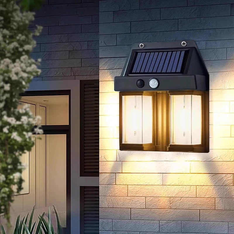 lampe solaire jardin led moderne ip65 étanche détecteur mouvement noir vis fixationsextérieur