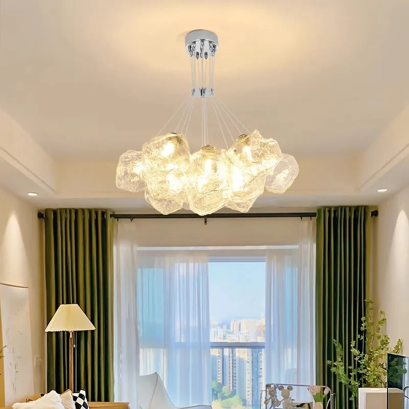 suspension lumineuse led verre dépoli moderne transparent reflets dorés 4500k 3000k 6000k