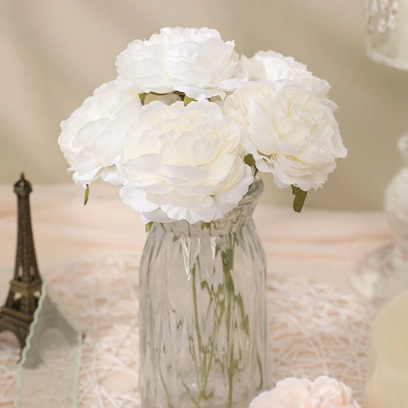 bouquet fleurs artificielles pivoine soie blanc violet romantique décoration mariage anniversaire diyintérieur