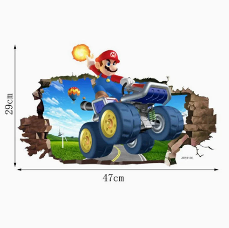 autocollant mural 3d super mario personnages dessin animé décoration chambre enfant poster pvc rouge