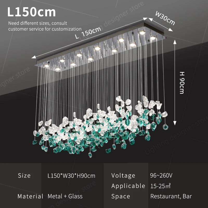 suspension lumineuse led moderne cristal transparent vert blanc