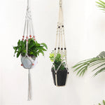 support plante suspendu macramé blanc boho artisanal anneau métallique pot plante