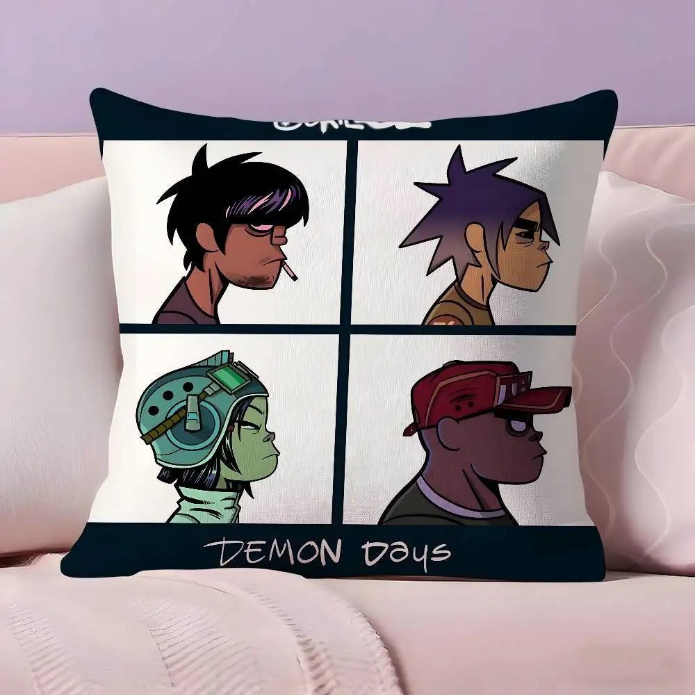 taies d'oreiller dessin animé gorillaz multicolore ultra douces polyester modernes maison hospitalière confortables motifs