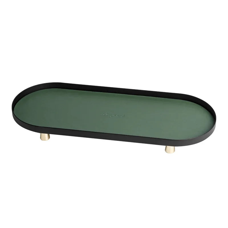plateau ovale moderne plateau rangement métal couleur beige doré matériau mat opacité vis dorées