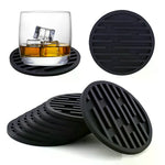coasters ronds antidérapants silicone couleur noir rouge vert bleu marron blanc rayures horizontales moderne