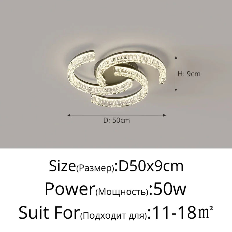 plafonnier moderne led blanc doré noir cristaux contemporain fixations invisibles