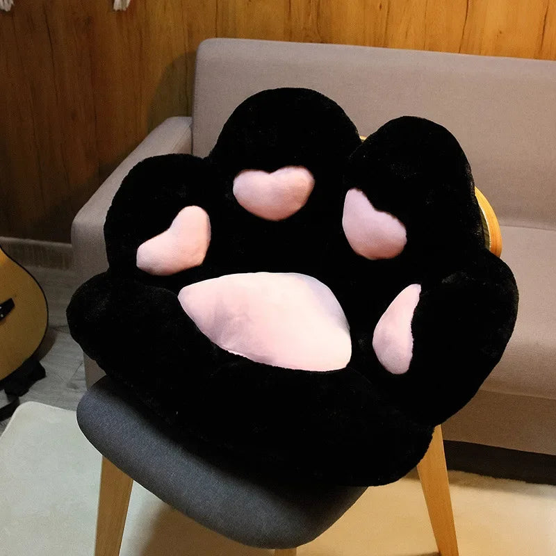coussin patte chat peluche coeurs blancs doux lit amovible lavableDecoration mignonneAdultes