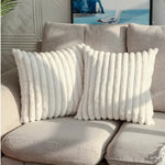 taie d'oreiller moderne rayée coussin plush blanc respectueux environnement simple hospitalière 45x45cm