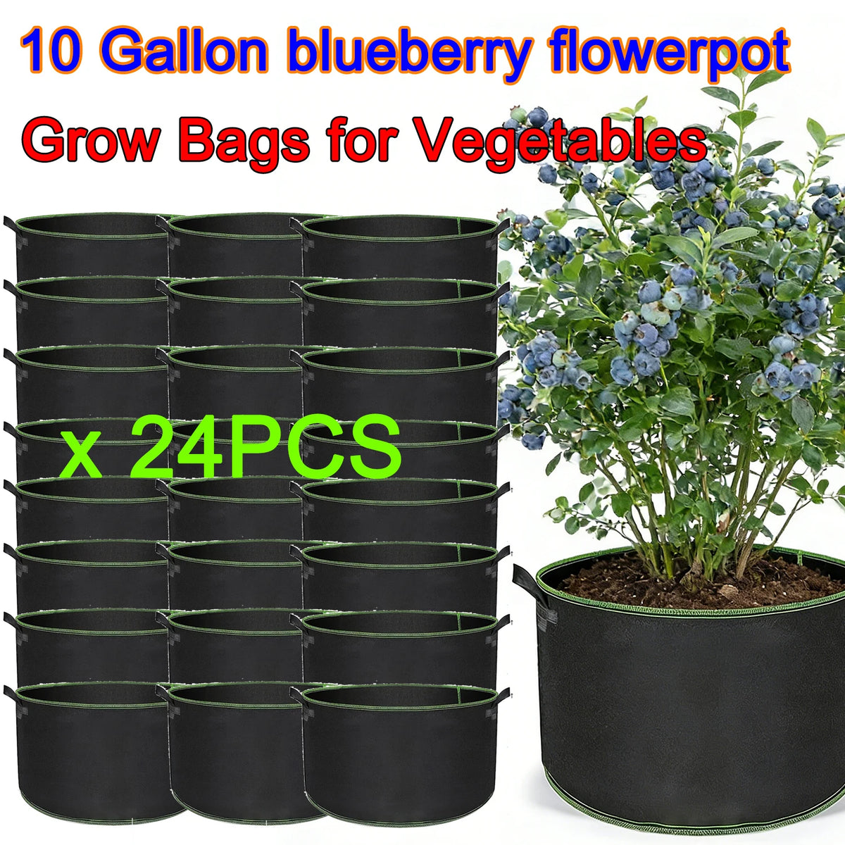 sacs culture légumes fibre végétale noir poignées portables 10 gallons 50 pièces