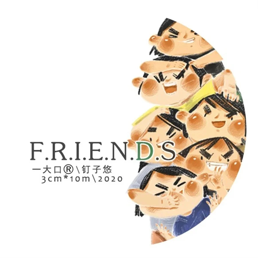 sticker washi tape dessin animé personnages animés poses expressions orange noir blanc gris bleu