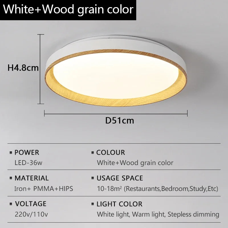 lampe moderne grain bois noir télécommande éclairage quotidien led acrylique fermeture métallique
