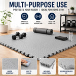 tapis sol mousse eva pouce interlocking gris clair texture ovale moderne pièces