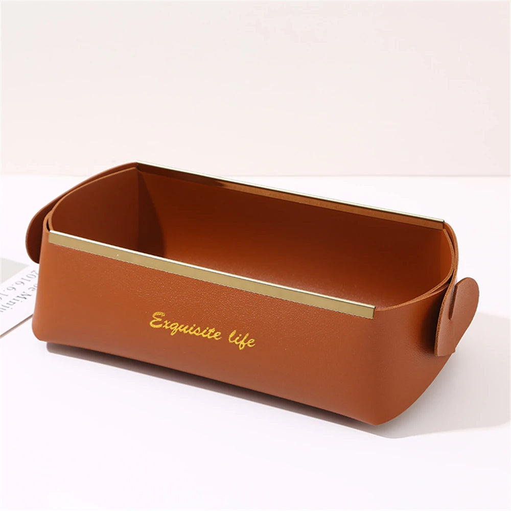 boîtes rangement cosmétiques pliables modernes vert foncé rouge rose marron jaune simili cuir doré