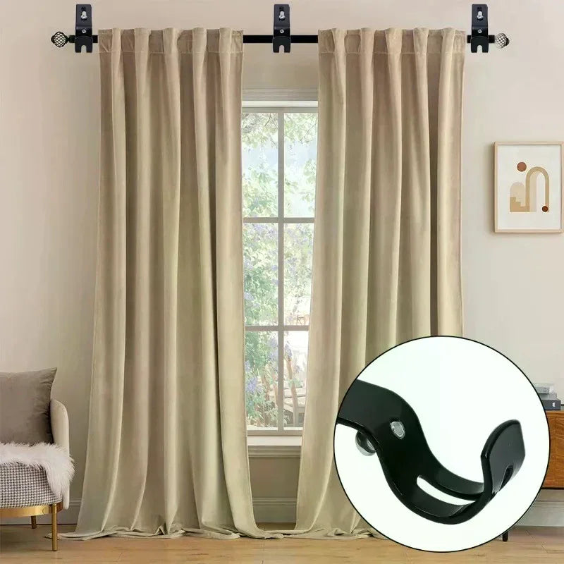 support rideau mural rétractable métal moderne vis fixations noir chambre coucher dormir accessoire