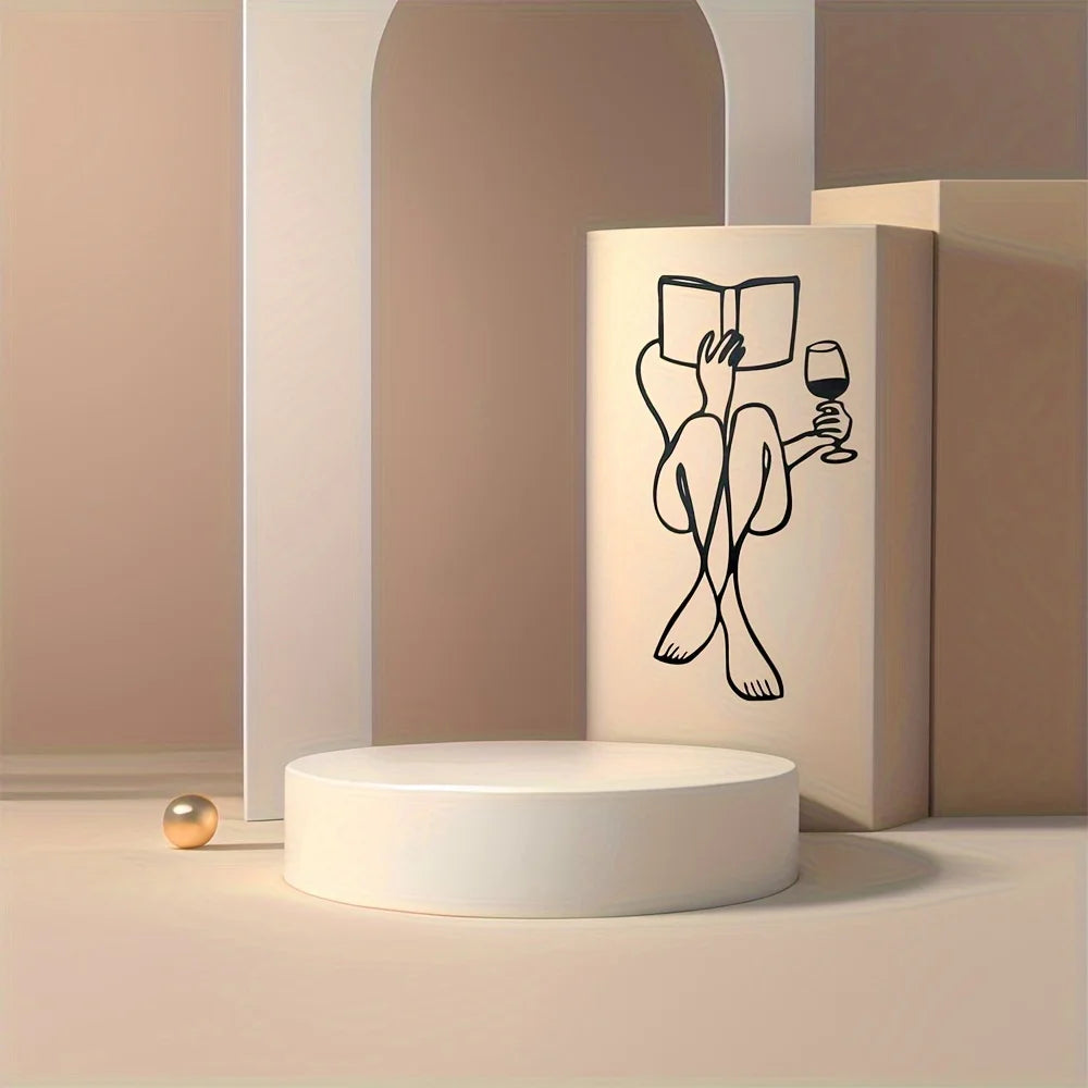 sculpture murale noir silhouette lecture vin minimaliste métal fixations invisibles chambre salon