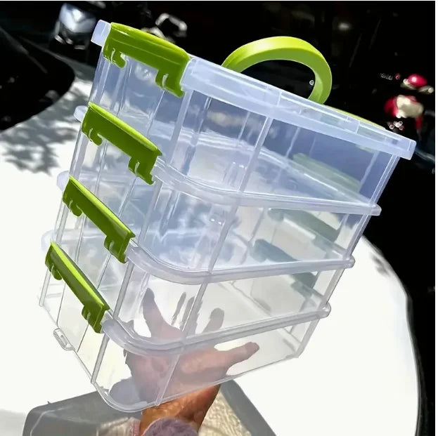 boîtes rangement transparentes empilables poignées couvercle moderne vert clair pratique