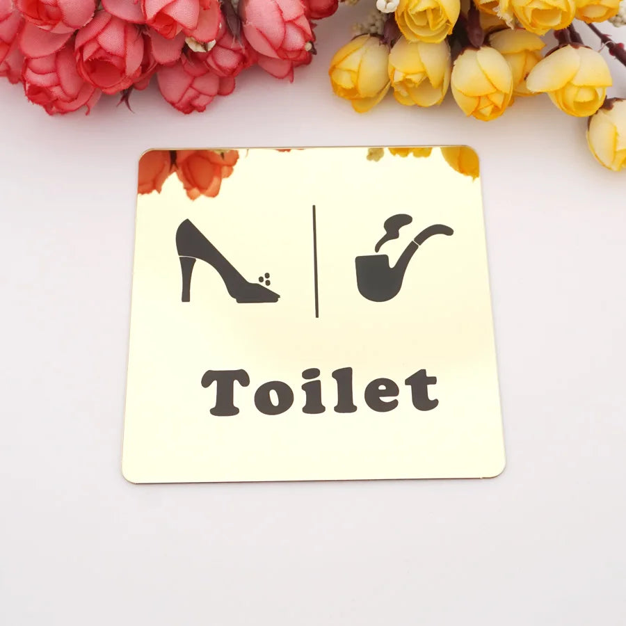 panneau informatif moderne adhésif or noir wifi non fumant toilette 10cm