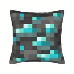 housse coussin carré moderne motif géométrique bleu gris noir polyester lit décoration chambre enfant