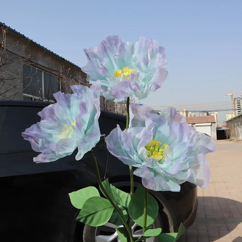 décoration intérieure moderne fleur artificielle pivoine rose clair blanc vert soie 40 60 cm