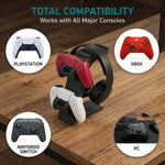 rangement double manettes casque gaming moderne noir blanc rouge gris ps5 xbox switch