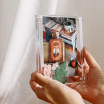 cadre photo transparent moderne clips photos fleurs séchées variante acrylique