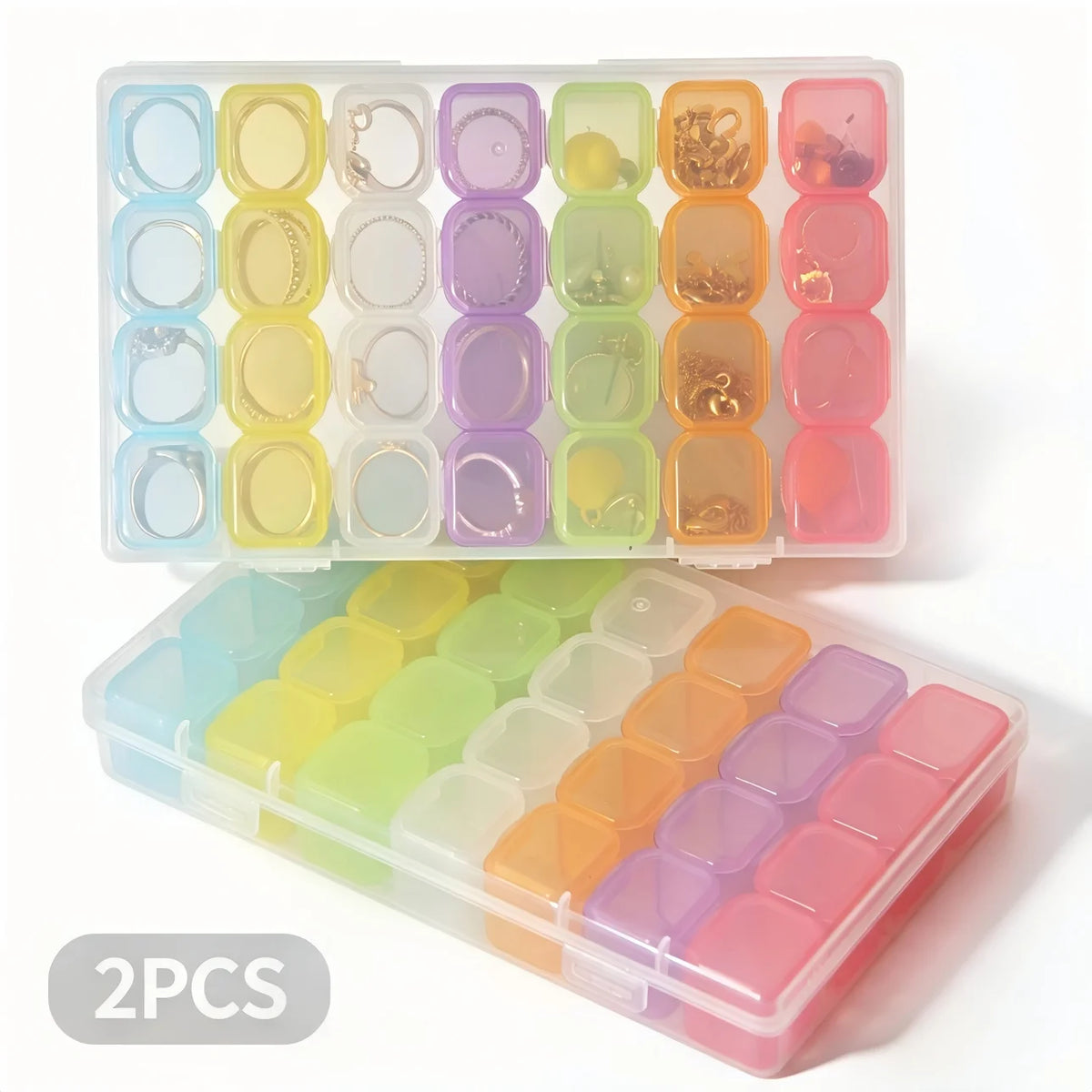 boîte rangement multi compartiments transparente compartiments colorés poignées organisation accessoires broderie modernes