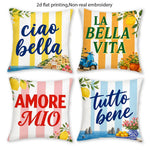 taies d'oreiller moderne rayures colorées polyester blanc jaune rose bleu vert citrons fleurs 40x40cm