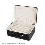 boîte bijoux simili cuir marron vintage poignée velours noir marron storage box trousse bijoux