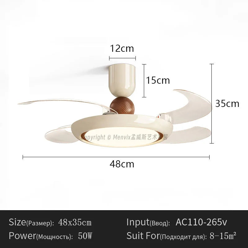 ventilateur lampe moderne blanc marron texture marbrée télécommande led