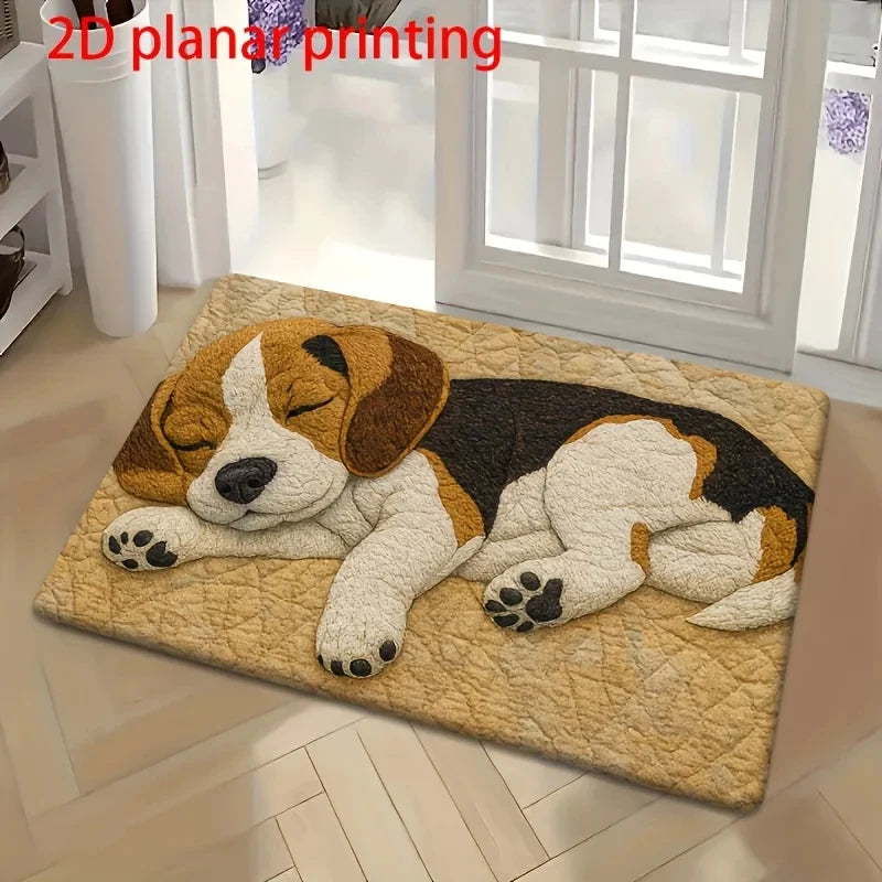 tapis 3d chien endormi moderne imperméable antidérapant polyester entrée sol chambre