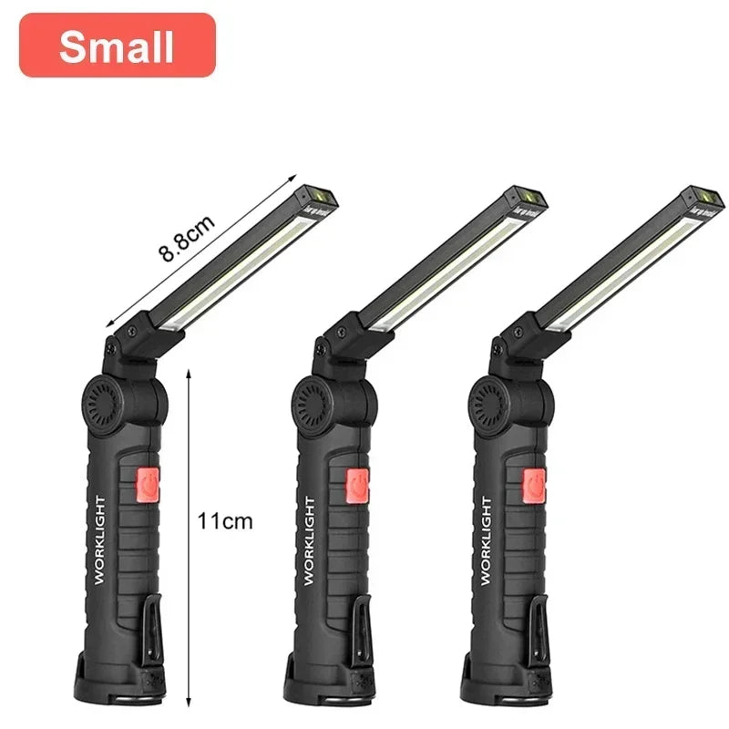 lampe torche rechargeable aimantée port usb type led camping noir.texture anti dérapante.mode faible haute