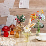 vase champignon verre transparent moderne décoration fleur verte bleue rouge orangée rose