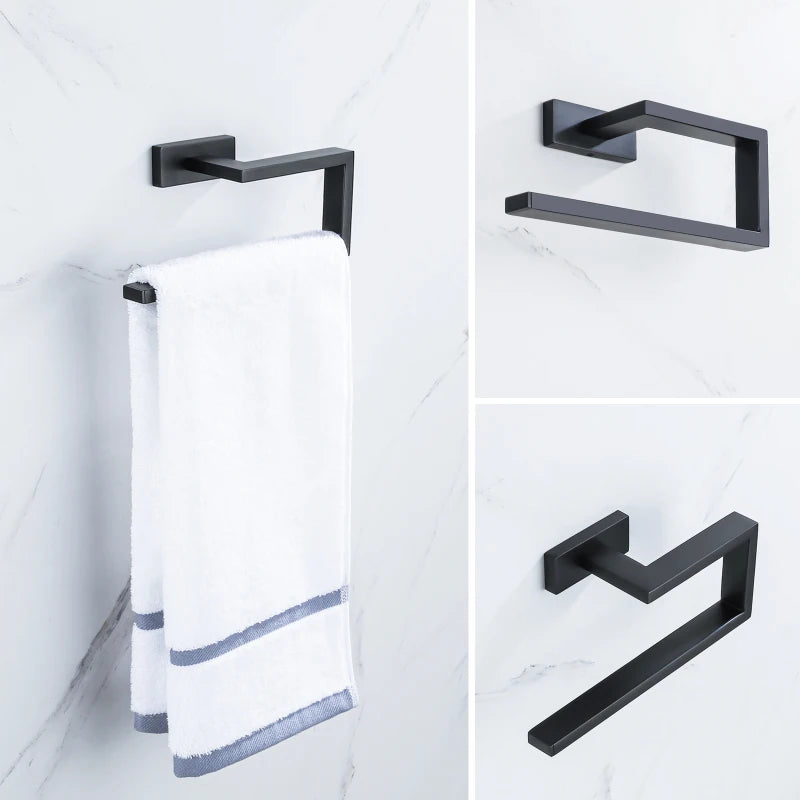 porte serviettes mural noir mat moderne minimaliste fixe mur pratique élégance salle bains decoration