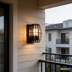 lampe murale moderne noire ip65 éclairage extérieur grille métallique fixations autonomes jardin balcon