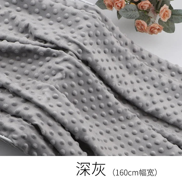 tissu brocart polyester 160cm texture points bleu clair blanc gris confortable doux matériau bricolage