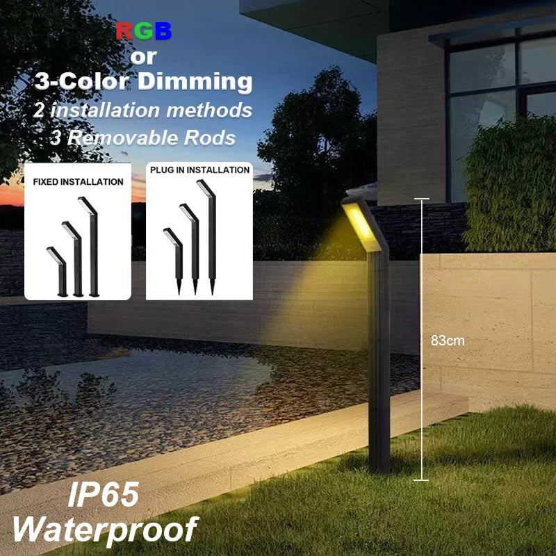 lumière solaire ip65 led jardin extérieur moderne noire 83cm ip65
