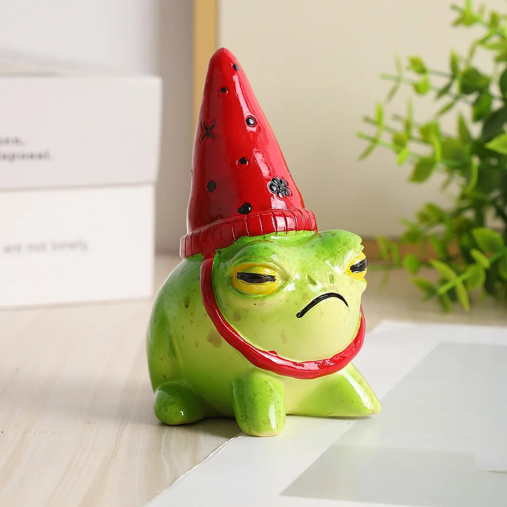 statuette grenouille cartoonaire pois animaux verte bleue rouge bétonnée extérieure pots succulentes jardin