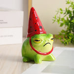 statuette grenouille cartoonaire pois animaux verte bleue rouge bétonnée extérieure pots succulentes jardin